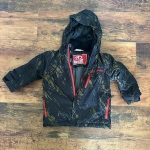 Marker Kids' Black & Olive Hooded Winter Ski Jacket Size 2